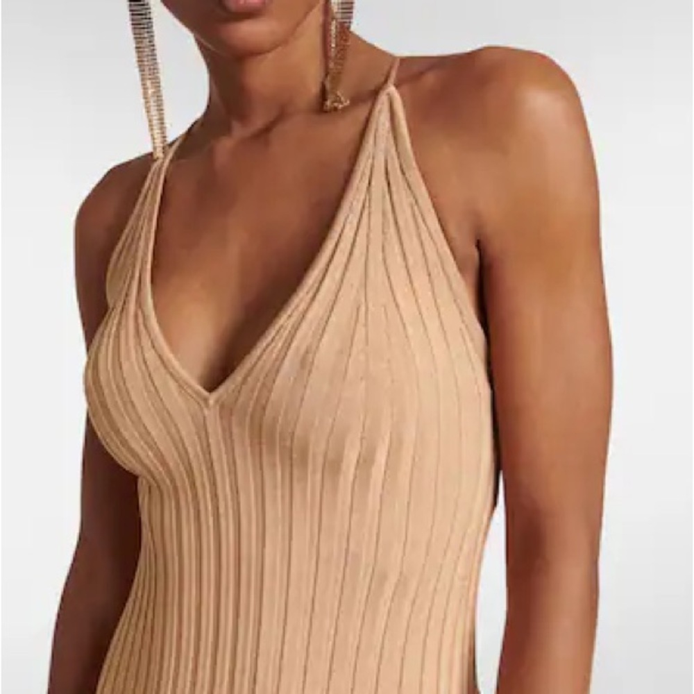 Elegant Tan Backless Dress